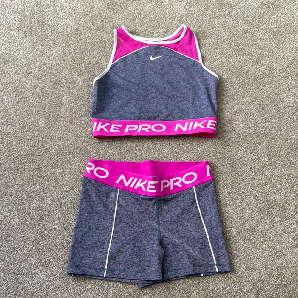 Nike Pro Gray and Pink Athletic Set